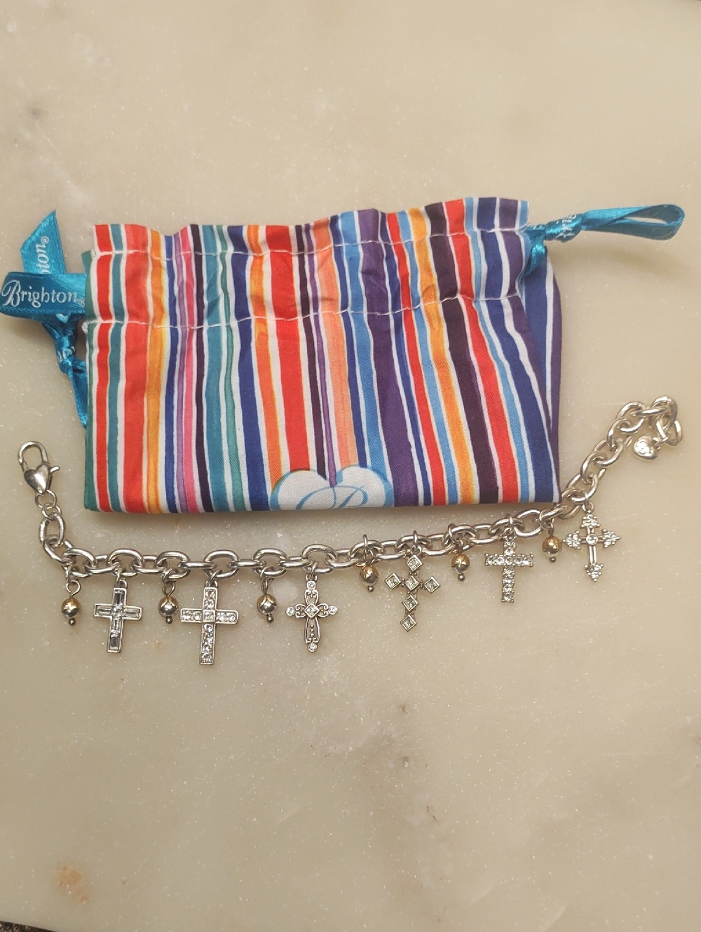 FLASH SALE!🔥 Brighton Sacramento Cross Charm Bracelet Silver Retired - READ! - Picture 10 of 14